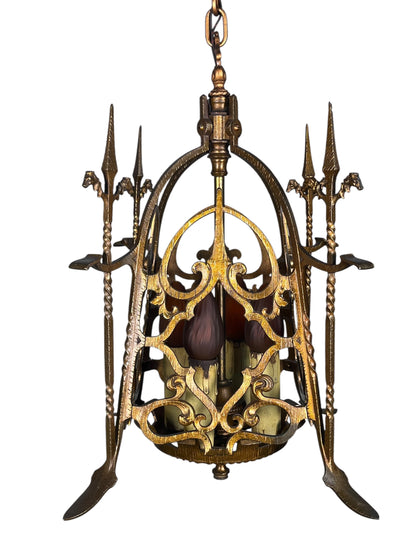 Spanish Revival Square Four Light in Red Brass #2426
