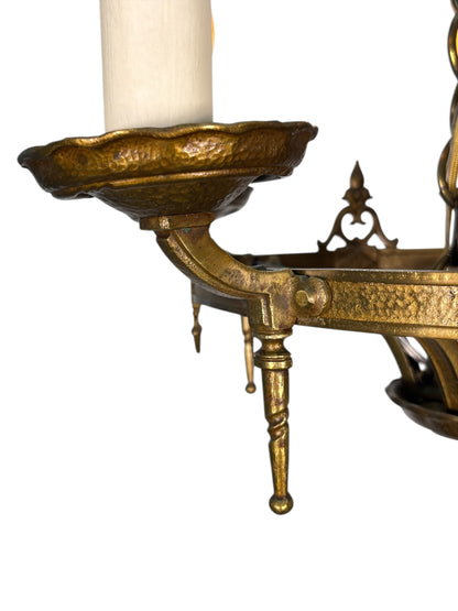 Cast Brass Chandelier 1920s