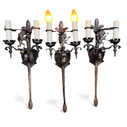 Three Monumental Spanish Revival Wall Sconces