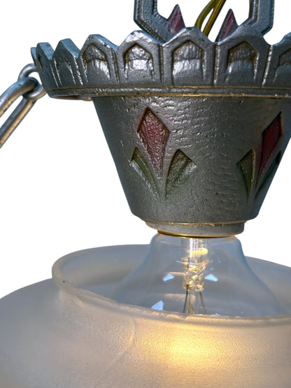 1 of 2 Art Deco Pendant Gill “Modernique” with Frosted Shade #2069