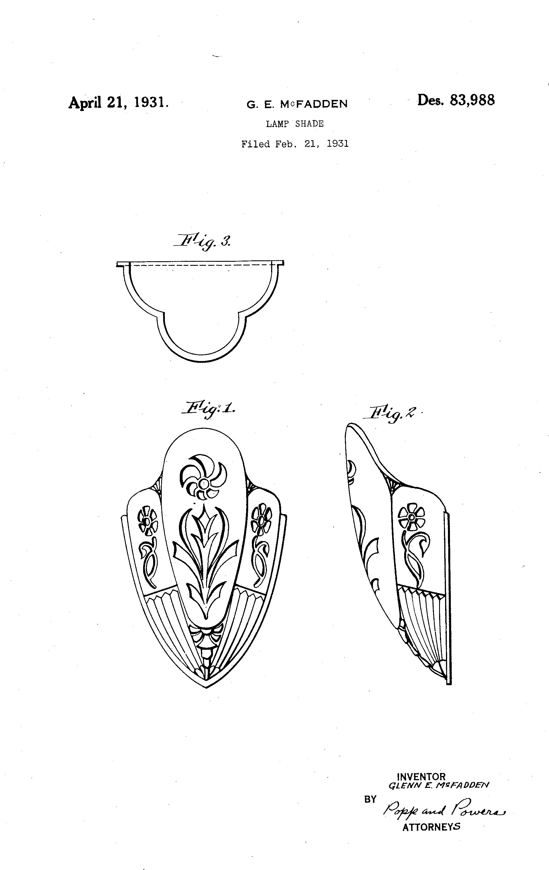 Markel Art Deco Slip Shade Patent