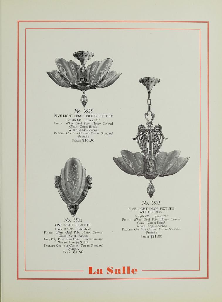 Art Deco Pink Slip Shade 5 Light Pendant Chandelier  Markel "La Salle" Line #2587