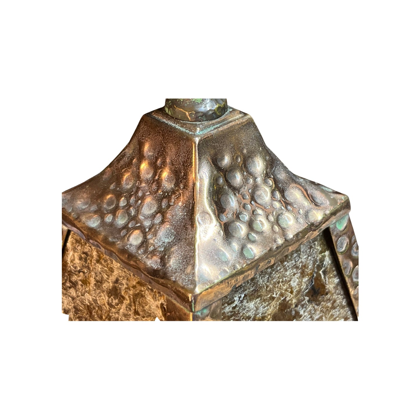 Antique Craftsman or Arts and Crafts Hammered Copper Plated Sconce with Mica Panels for a Bungalow Restored Ready to Install Free Shipping
