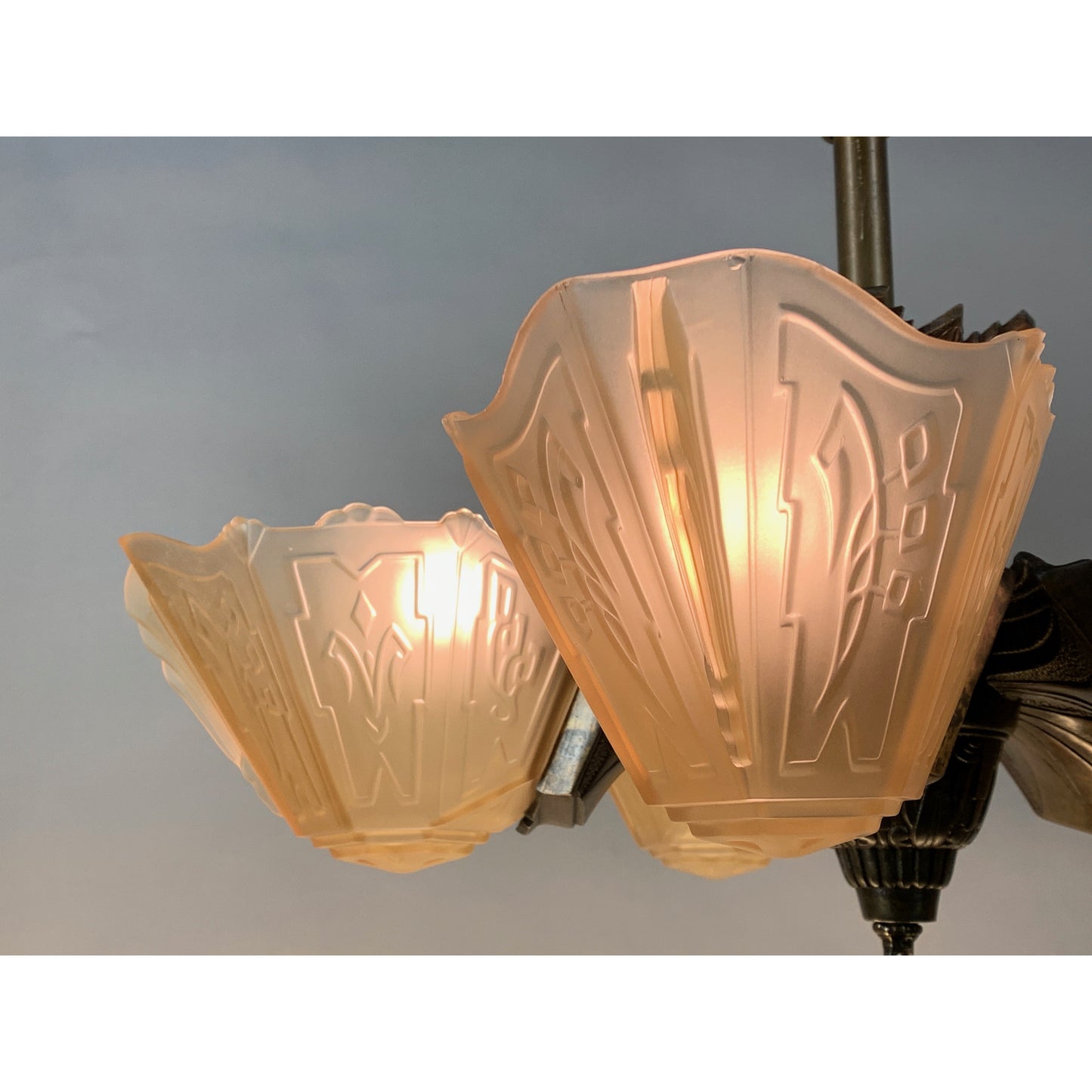 Semi Flush Art Deco Chandelier by Markel #2021 - Filament Vintage Lighting