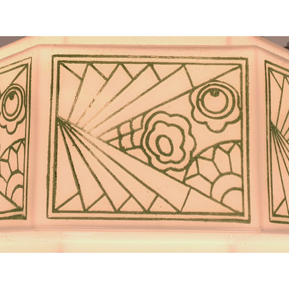 Art Deco Semi Flush Globe with Green Stencil Pattern #2031 - Filament Vintage Lighting