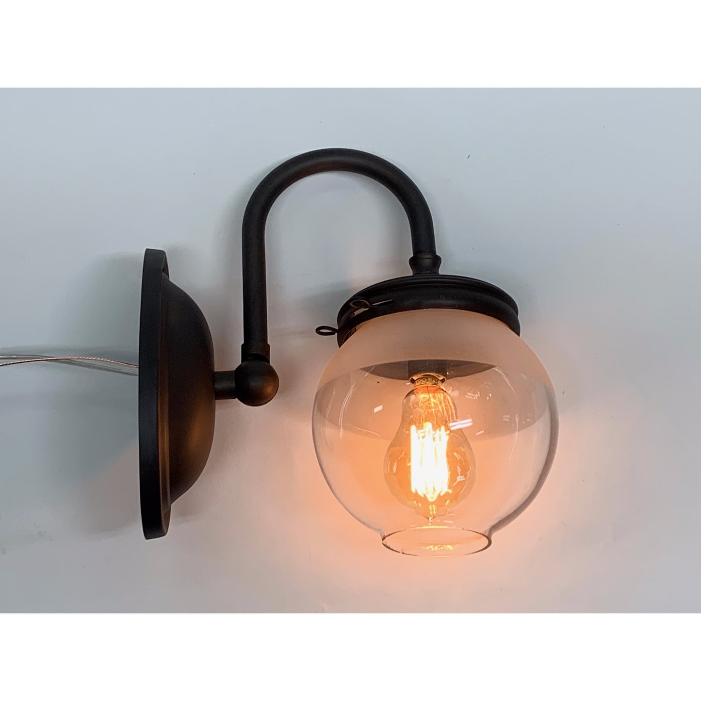 Pair Industrial Gas sconces with Globe Shades #2035 - Filament Vintage Lighting