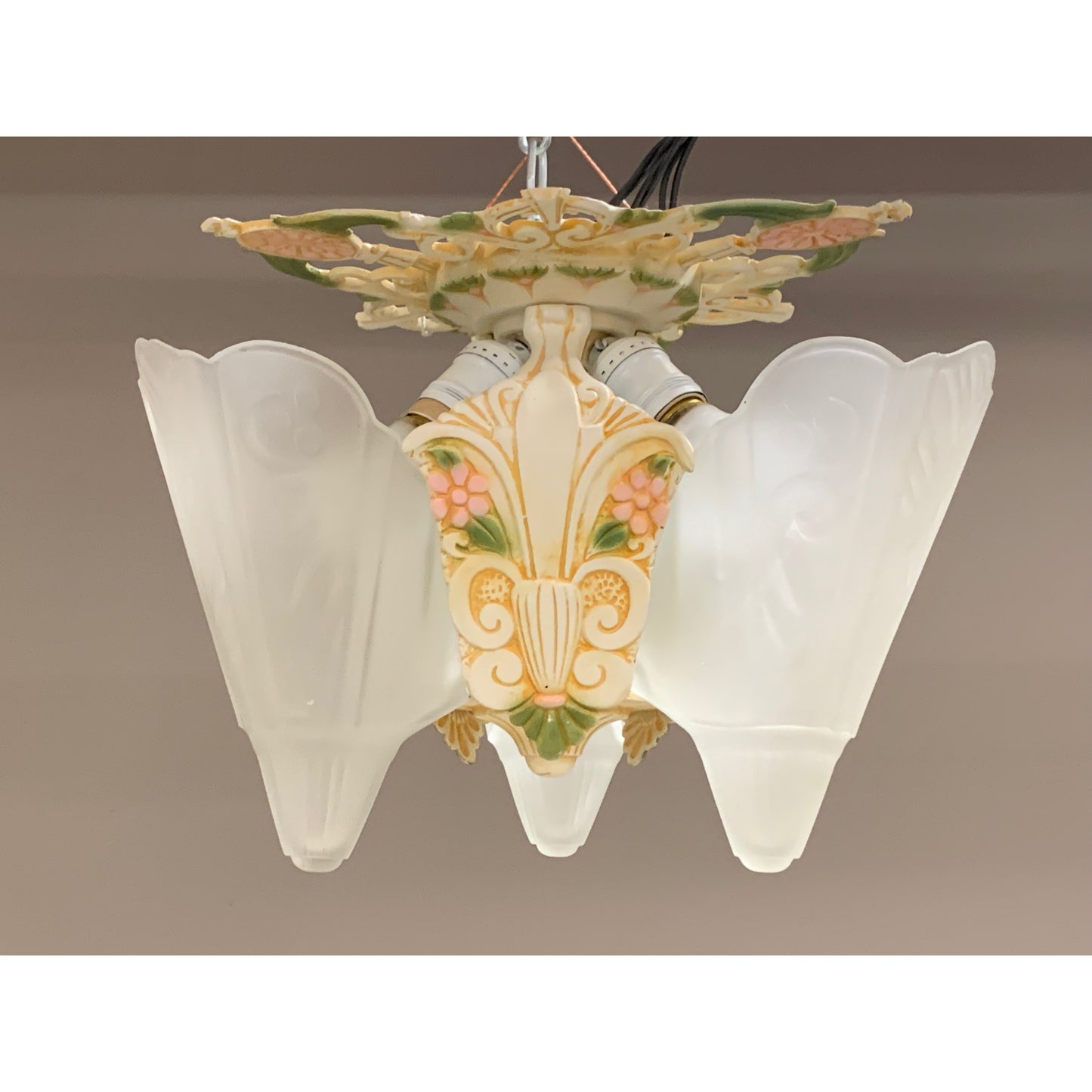 Globe Lighting 3 Slip Shade Art Deco Close Ceiling - Filament Vintage Lighting
