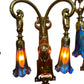 detail view of WAS Benson wall sconces with art glass shades
