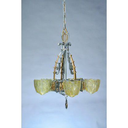 Lincoln Art Deco Slip Shade Chandelier #2050 - Filament Vintage Lighting