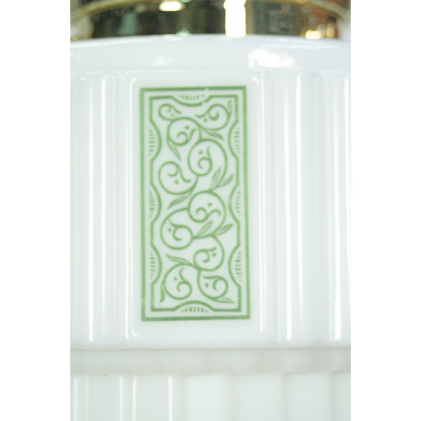 Green stencil shade on Art Deco Polished Brass Crown Pendant #2215