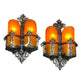 Pair Spanish Revival Wall Sconces with Bakelite Shades