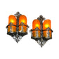 Pair Spanish Revival Wall Sconces with Bakelite Shades