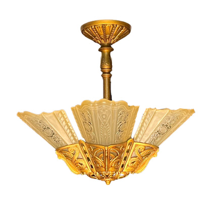 Semi Flush Art Deco "Stylux" Chandelier