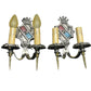 Pair Silver Gold Red and Blue 1920s Sconces