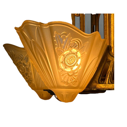 Stylux Slip Shade Chandelier Art Deco Original Finish