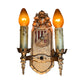 Markel Double sconces with knight, shield and original finish