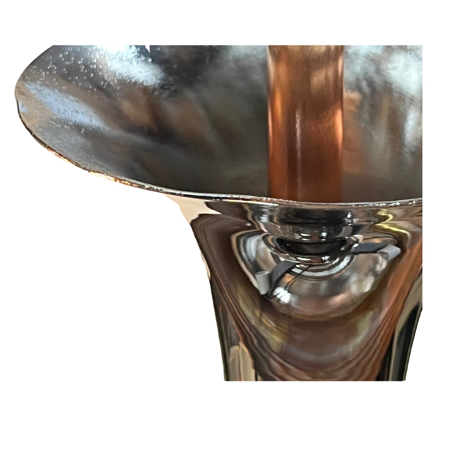 Pair Streamline Copper and Nickel Art Deco Pendants Damage detail
