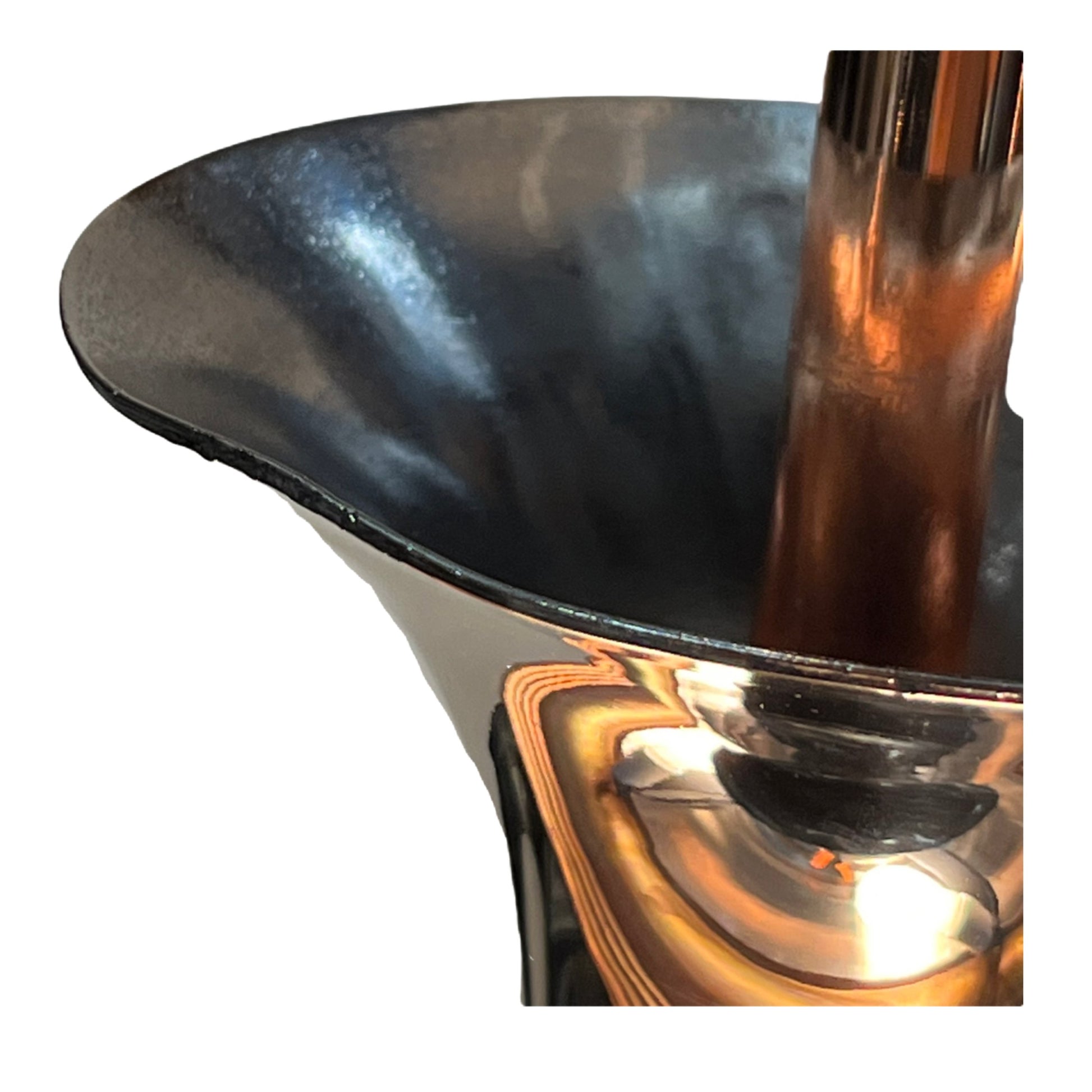 Pair Streamline Copper and Nickel Art Deco Pendants damage detail