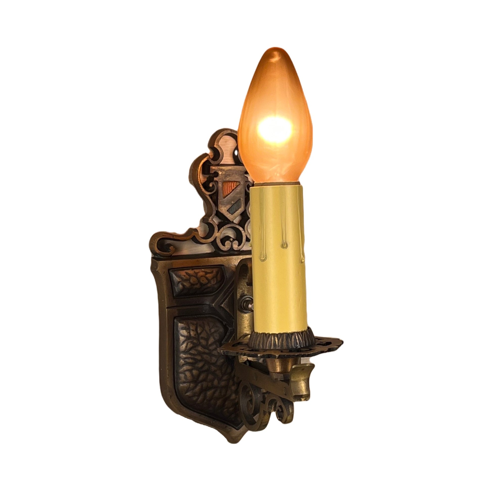 Cast Bronze Spanish Revival Sconce with Candle
