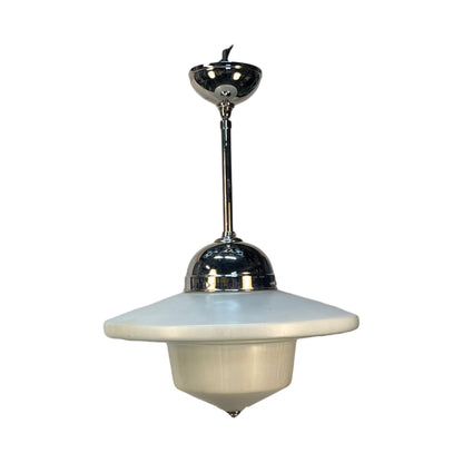 Vintage Schoolhouse light with nickel fixture