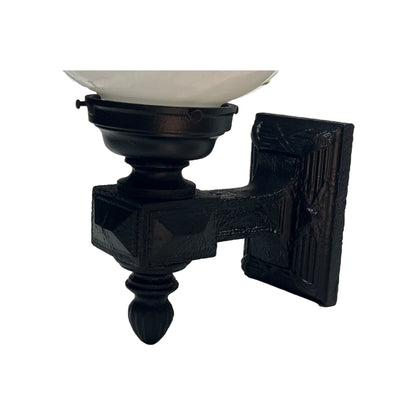 Pair Exterior Sconce Lights with Milk Glass Globes #2378