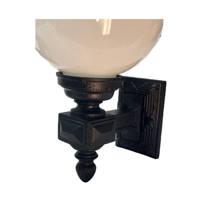 Pair Exterior Sconce Lights with Milk Glass Globes #2378