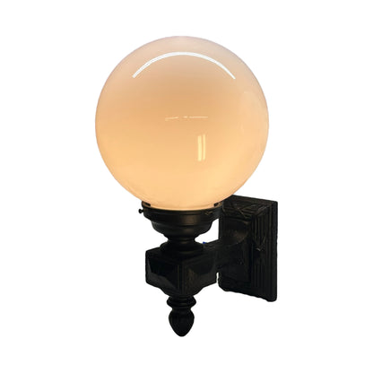 Pair Exterior Sconce Lights with Milk Glass Globes #2378