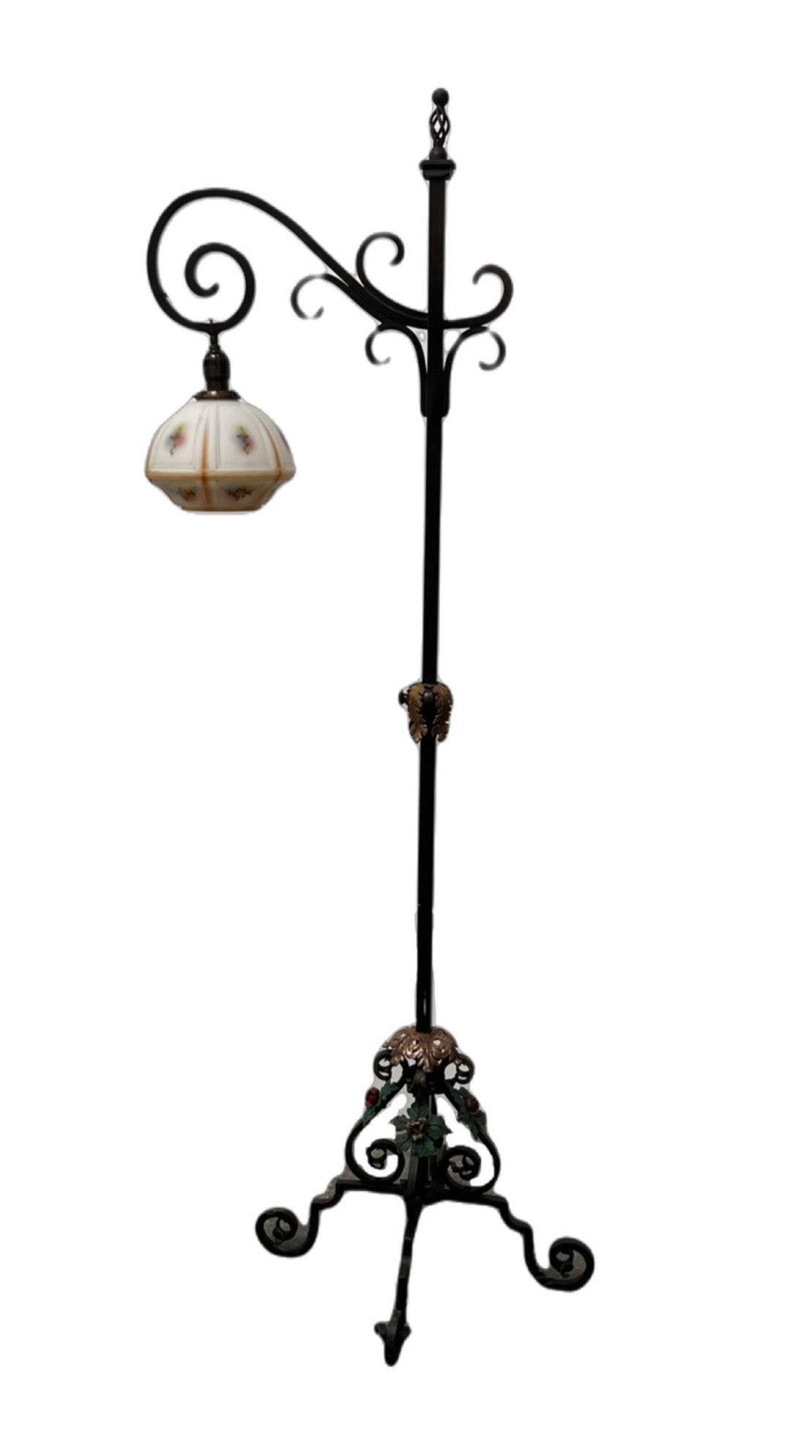 Elaborate Wrought Iron and Brass Floor Lamp