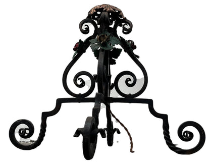 Elaborate Wrought Iron and Brass Floor Lamp