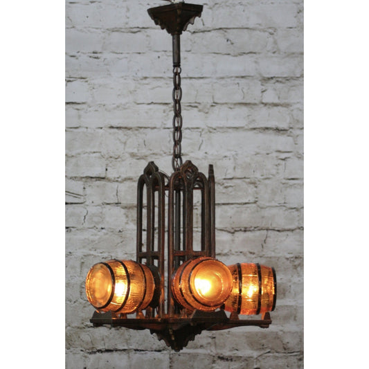 1930s Tavern Chandelier by Gill Glass #1749 - Filament Vintage Lighting