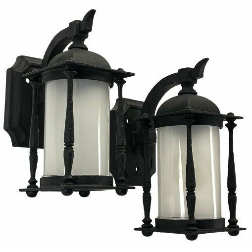 #2229  Pair Wall Outdoor Bracket Lights with Cylinder Glass Shades